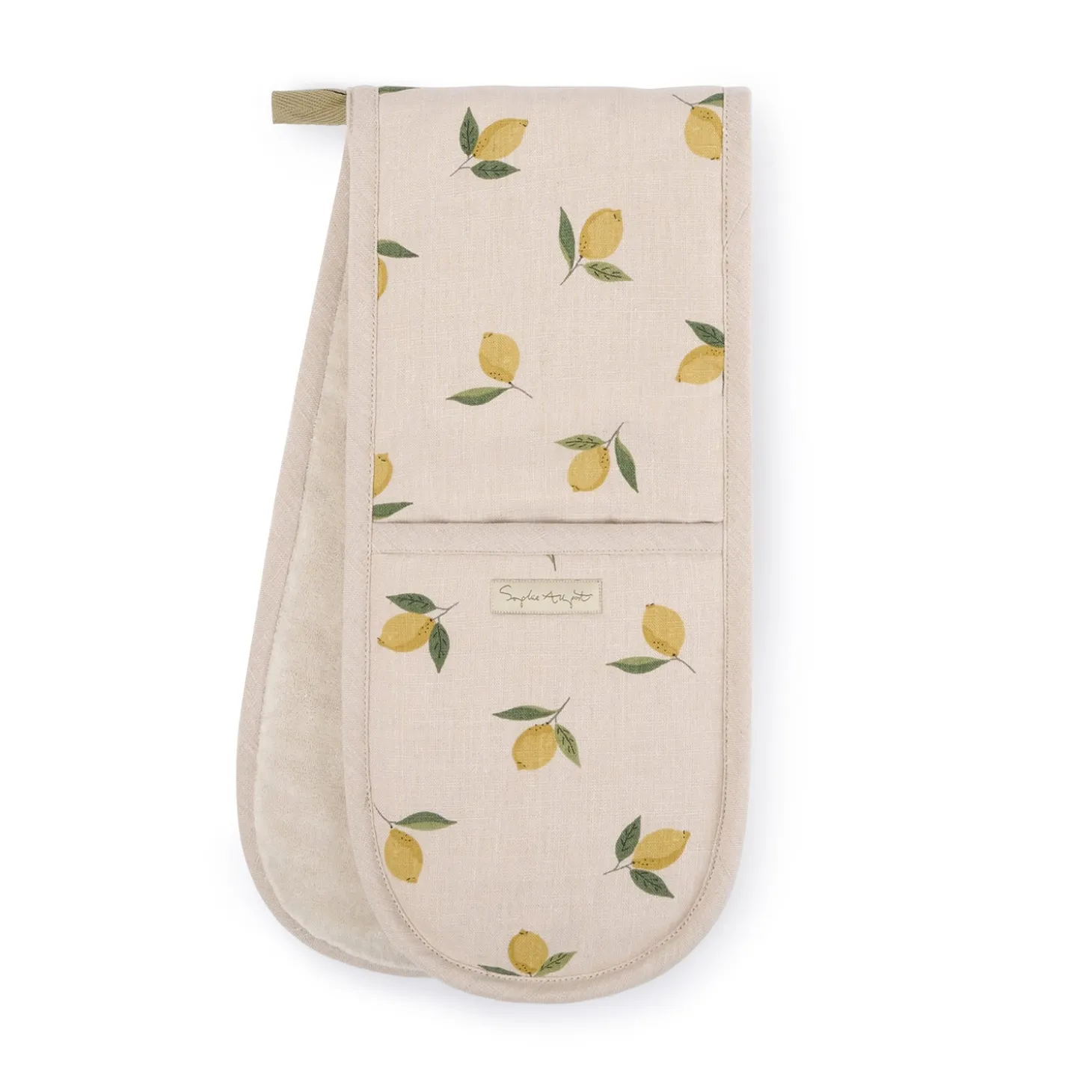 Lemons Linen Double Oven Glove
