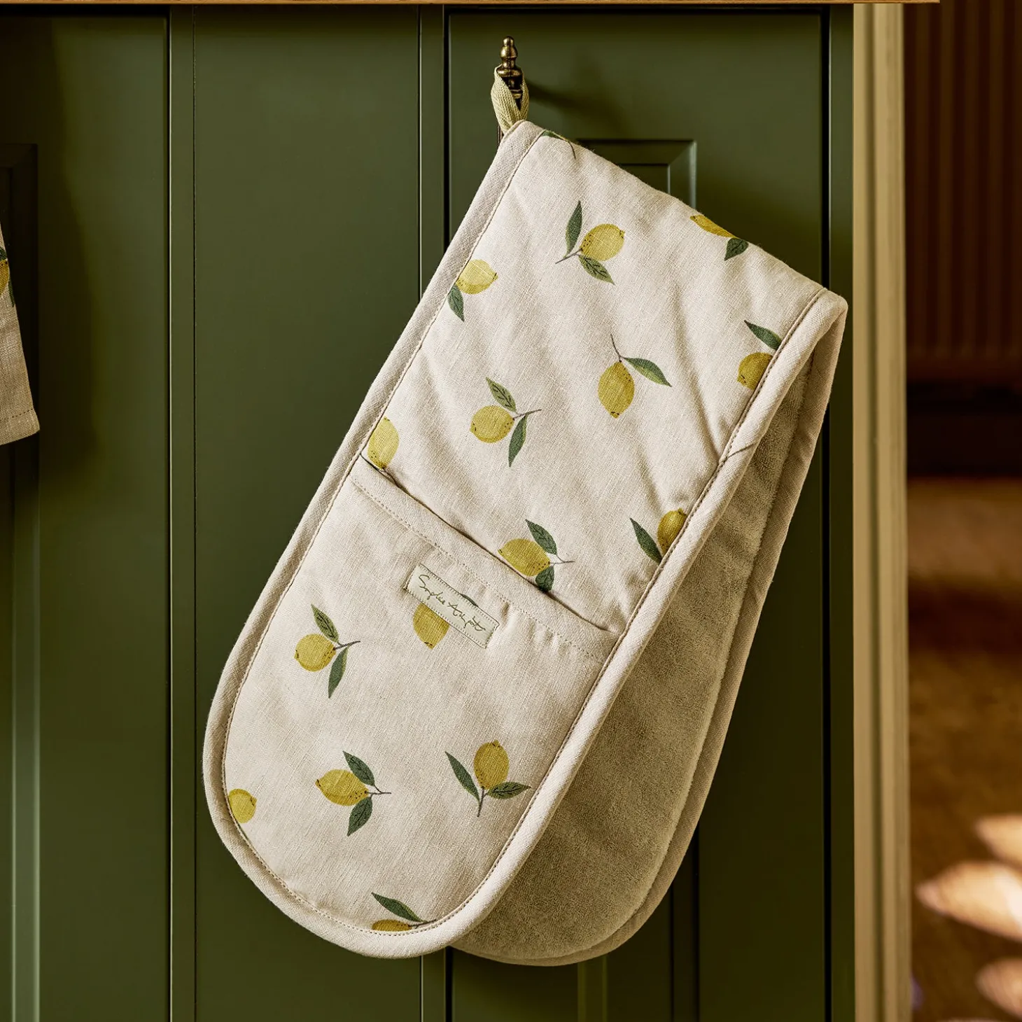 Lemons Linen Double Oven Glove
