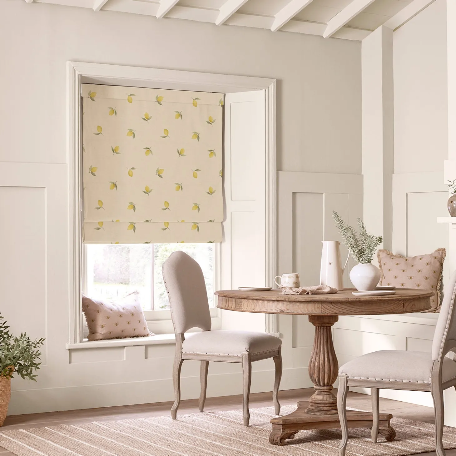 Lemons Linen Look Made to Measure Roman Blind