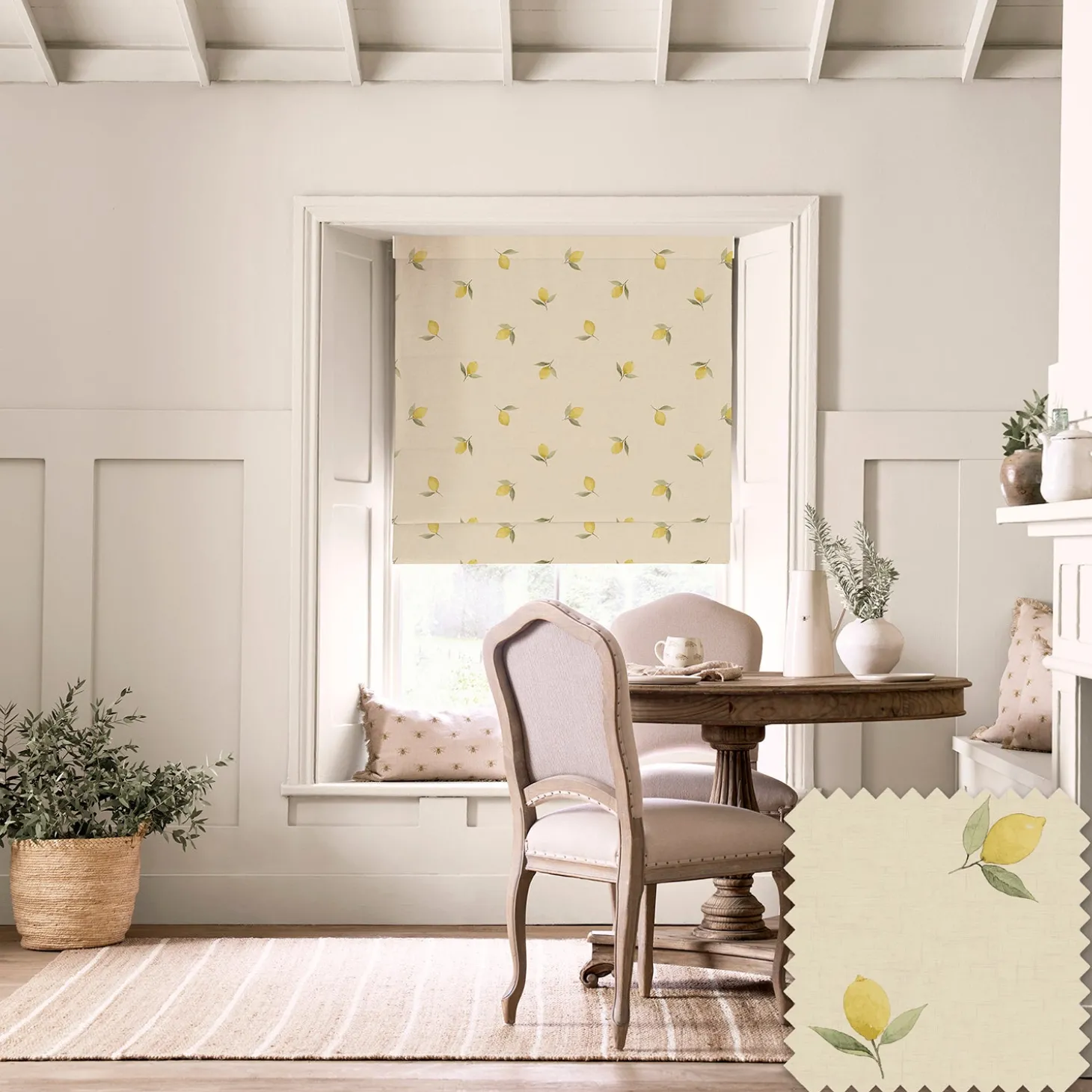Lemons Linen Look Made to Measure Roman Blind