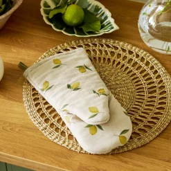 Lemons Linen Oven Mitt