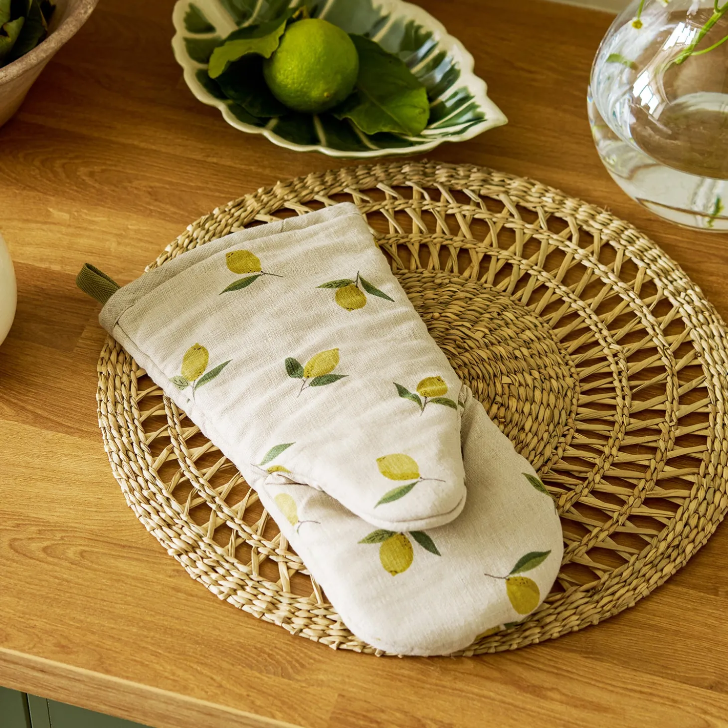Lemons Linen Oven Mitt