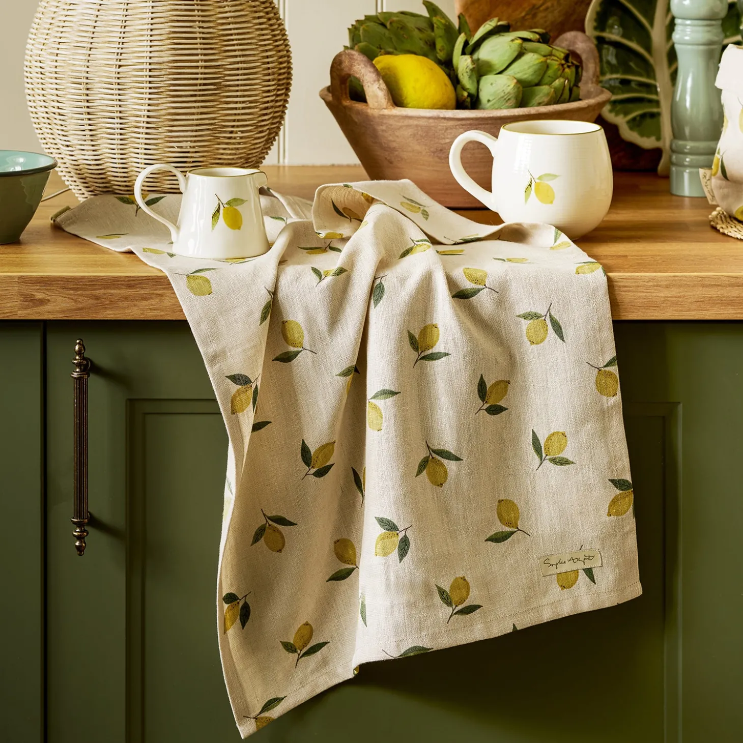 Lemons Linen Tea Towel