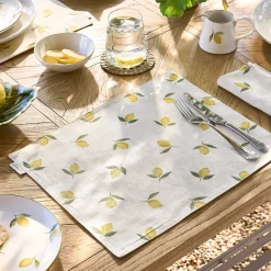 Lemons Linen Washable Placemats (Set of 2)