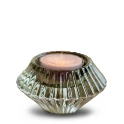Light Green Glass Candlestick Duo