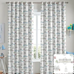 London White & Blue Made to Measure Curtains