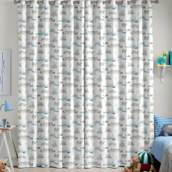 London White & Blue Made to Measure Curtains