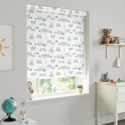 London White & Blue Made to Measure Roller Blind
