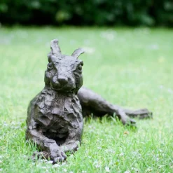 Lying Down Hare Bronze Sculpture