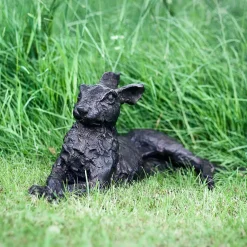 Lying Down Hare Bronze Sculpture