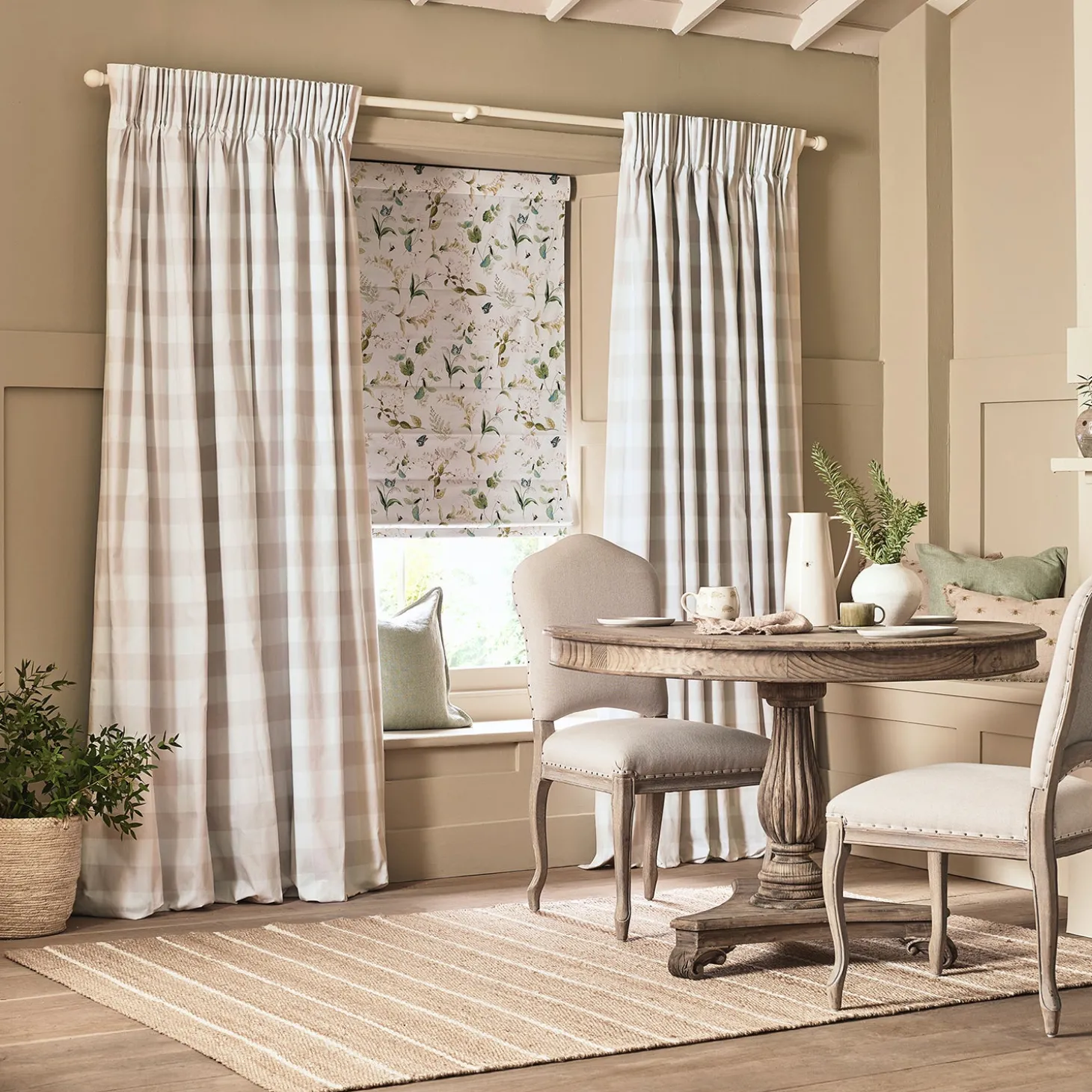 Off White Gingham Made to Measure Curtains
