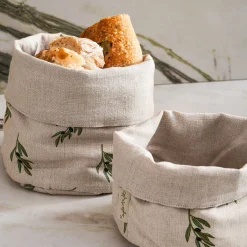 Olive Linen Bread Baskets (Set of 2)