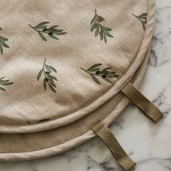Olive Linen Circular Hob Cover