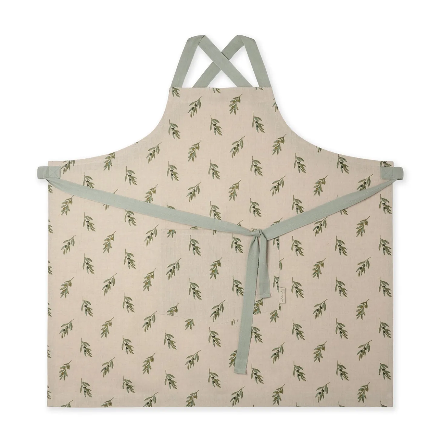 Olive Linen Cross Back Apron
