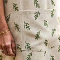 Olive Linen Cross Back Apron
