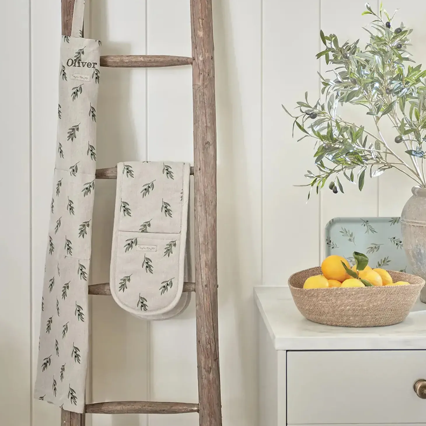 Olive Linen Double Oven Glove
