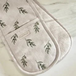 Olive Linen Double Oven Glove
