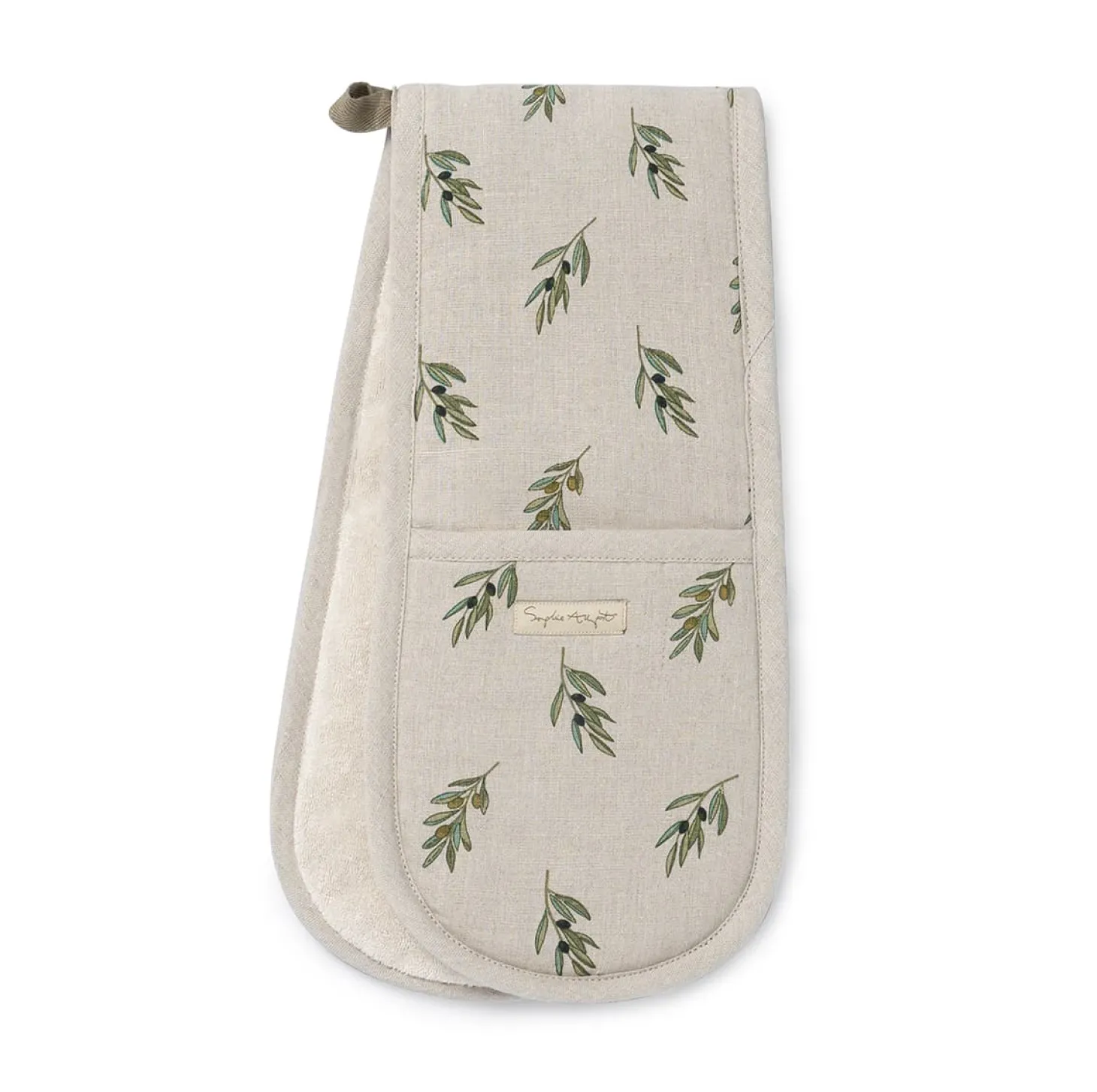 Olive Linen Double Oven Glove