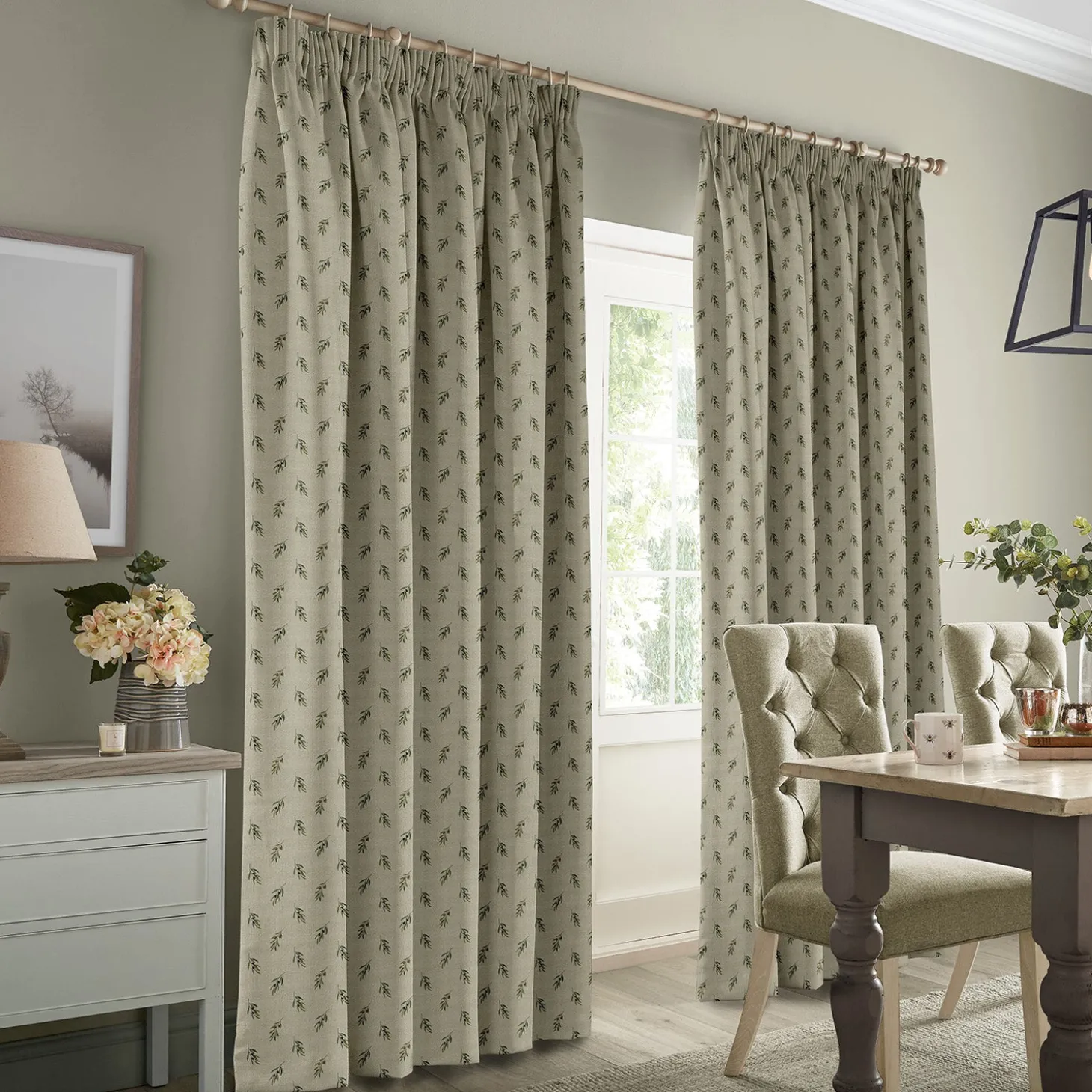 Olive Linen Look Made to Measure Curtains