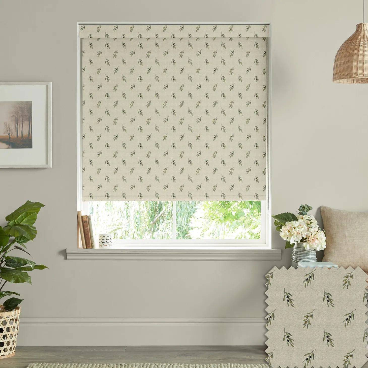 Olive Linen Look Made to Measure Roller Blind