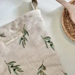 Olive Linen Oven Mitt