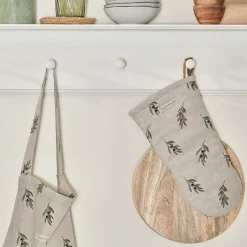 Olive Linen Oven Mitt