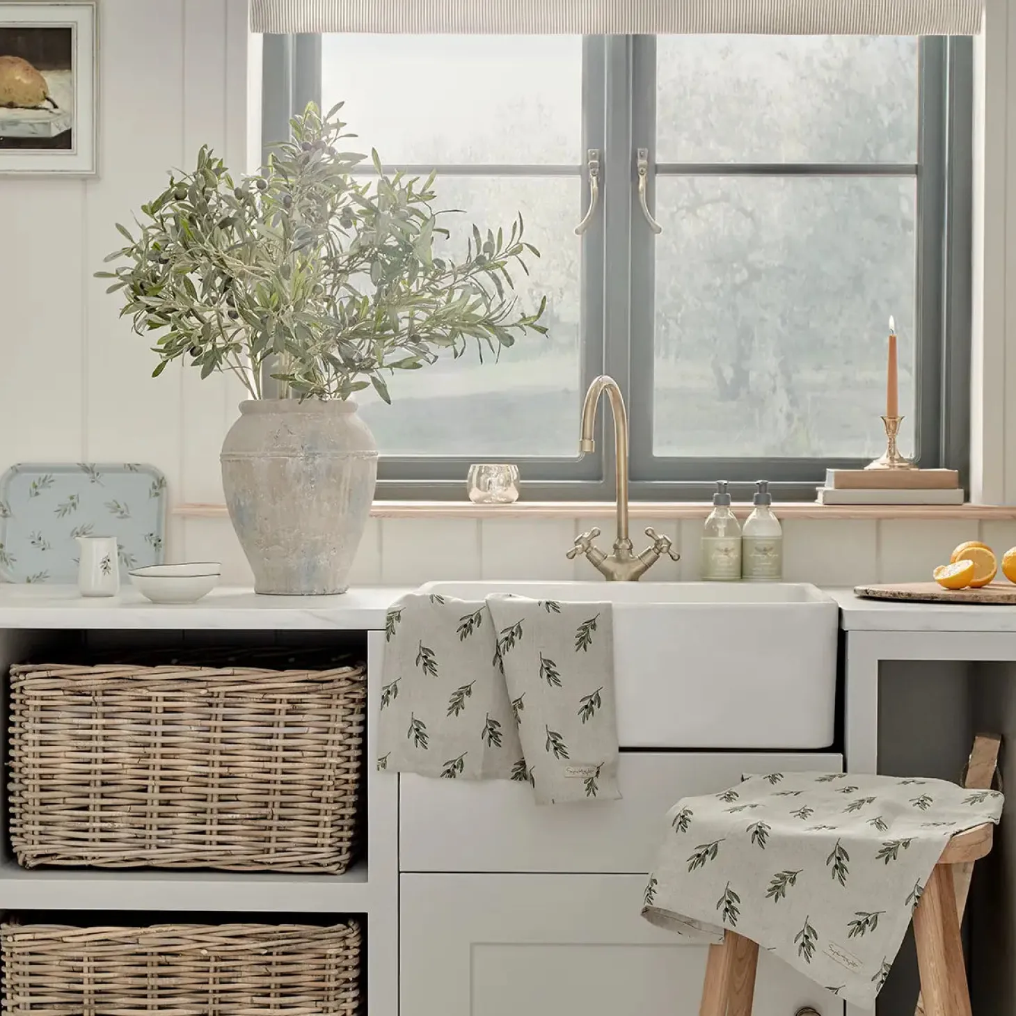 Olive Linen Tea Towel