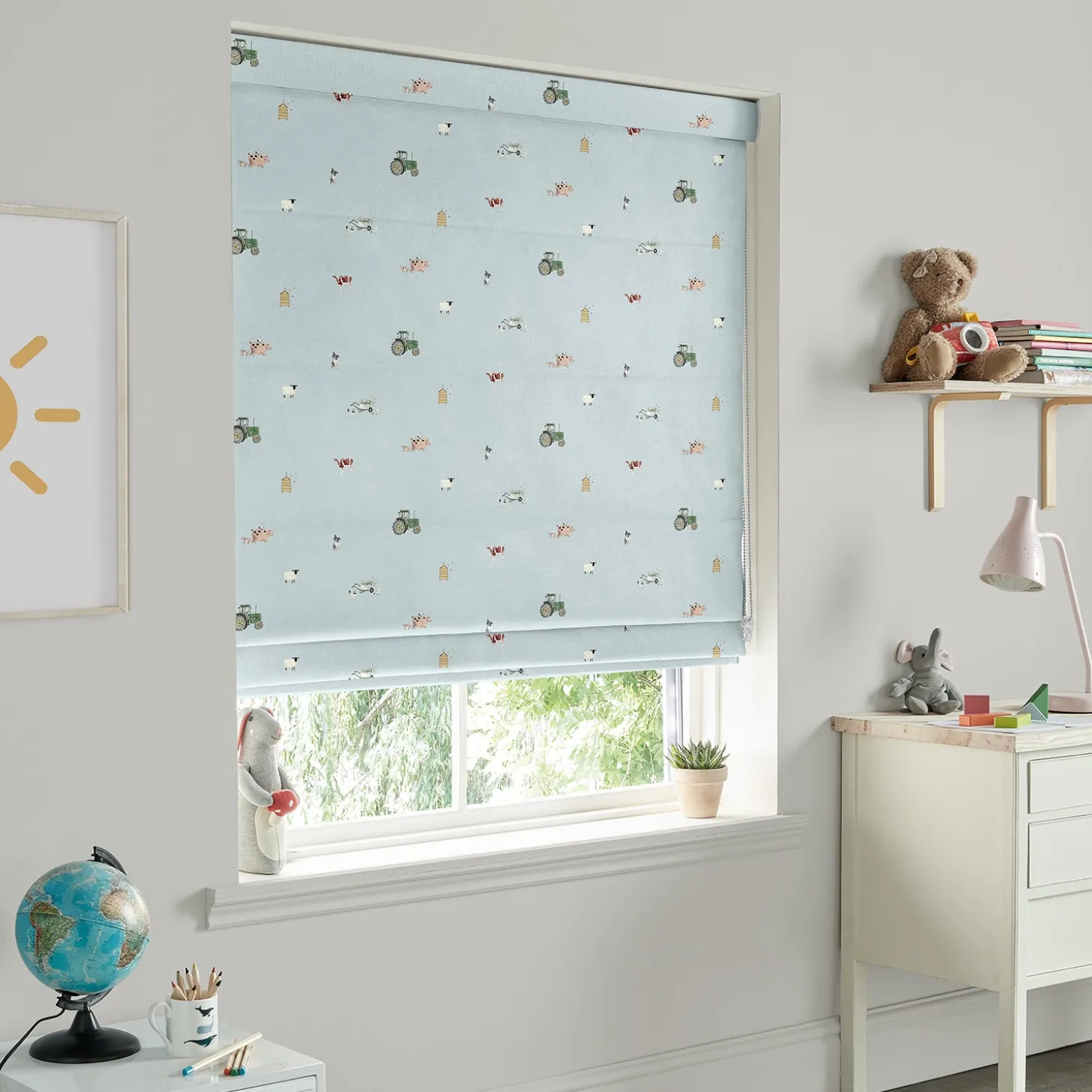 On the Farm Blue Made to Measure Roman Blind