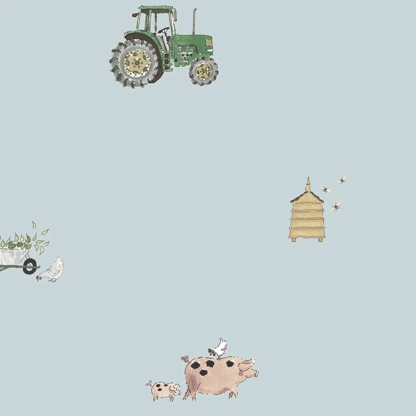 On the Farm Blue Made to Measure Roman Blind