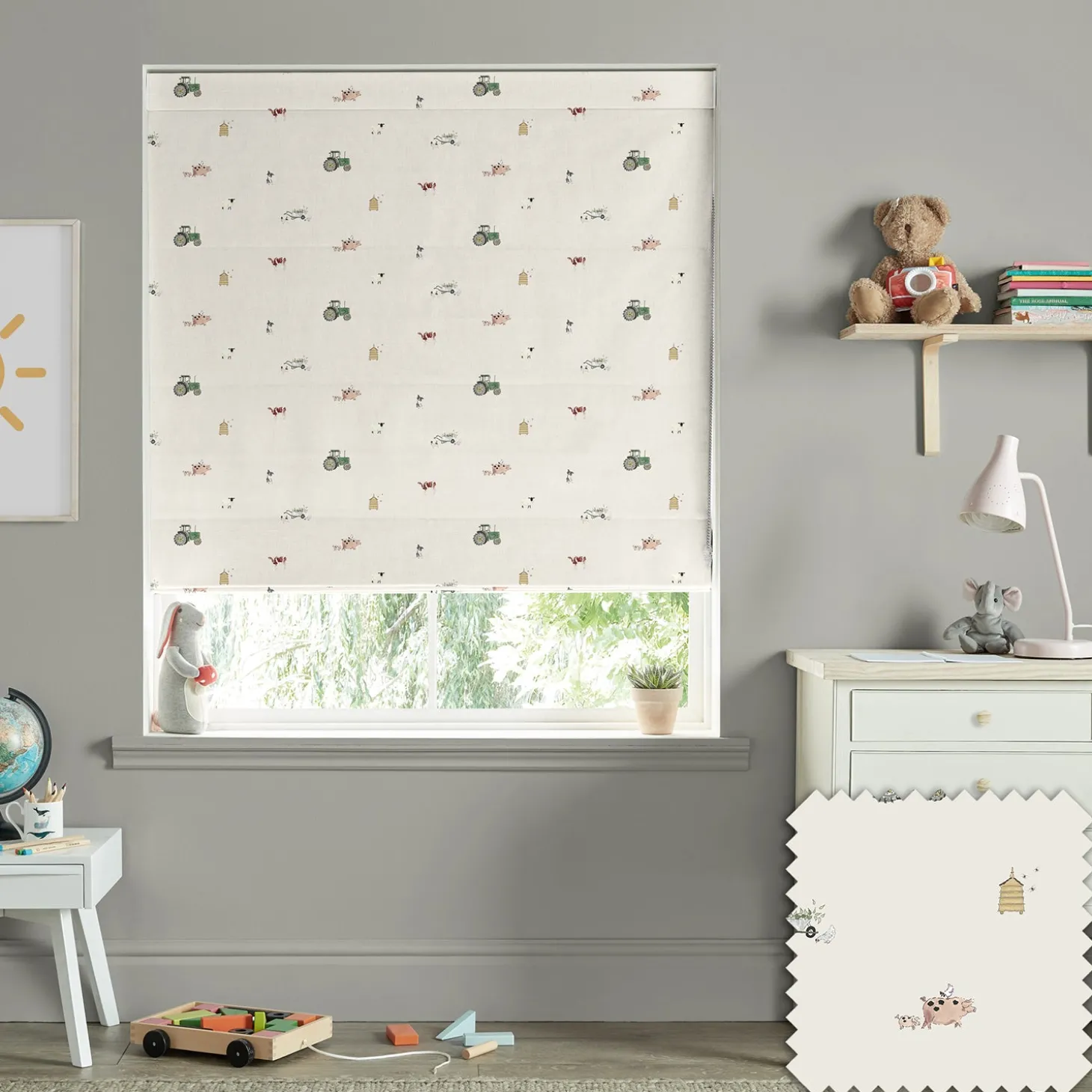 On the Farm Neutral Made to Measure Roman Blind
