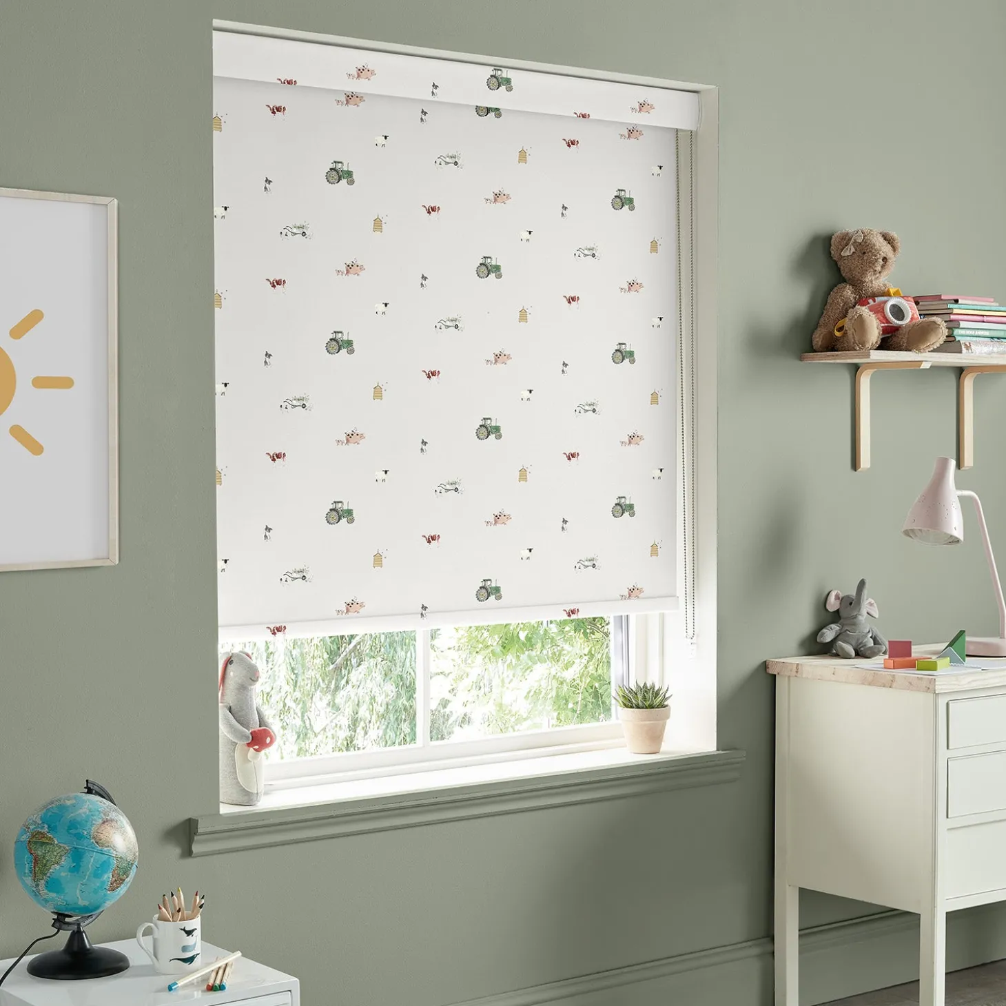 On the Farm Soft Grey Made to Measure Roller Blind