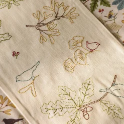 Orchard Birds Embroidered Table Runner