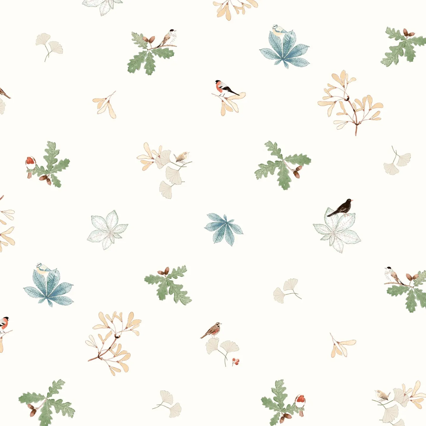 Orchard Birds Off White Made to Measure Roman Blind