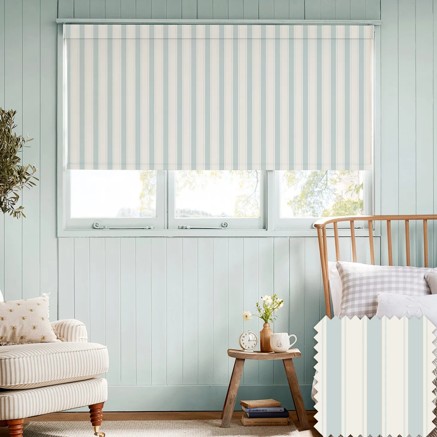 Oundle Blue Stripe Made to Measure Roller Blind