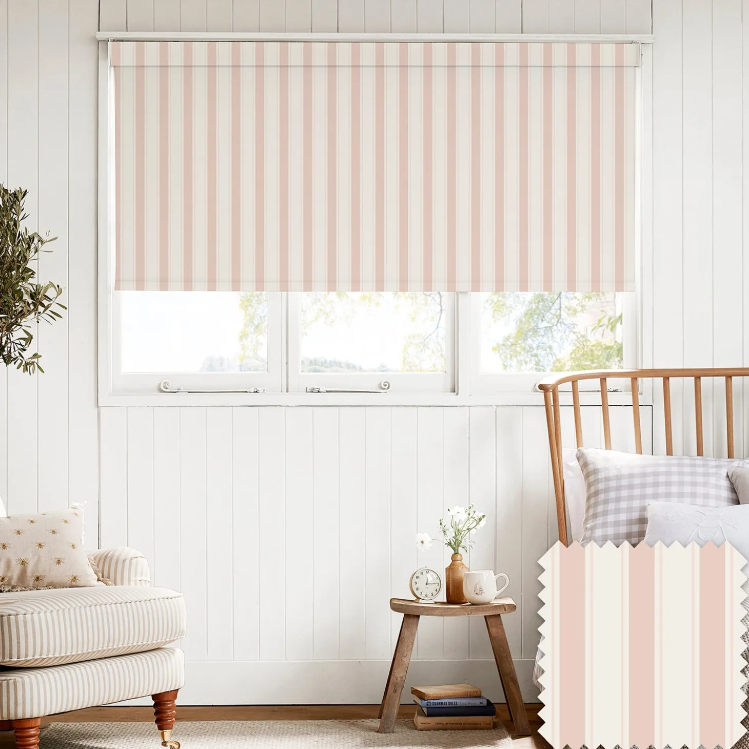 Oundle Pink Stripe Made to Measure Roller Blind