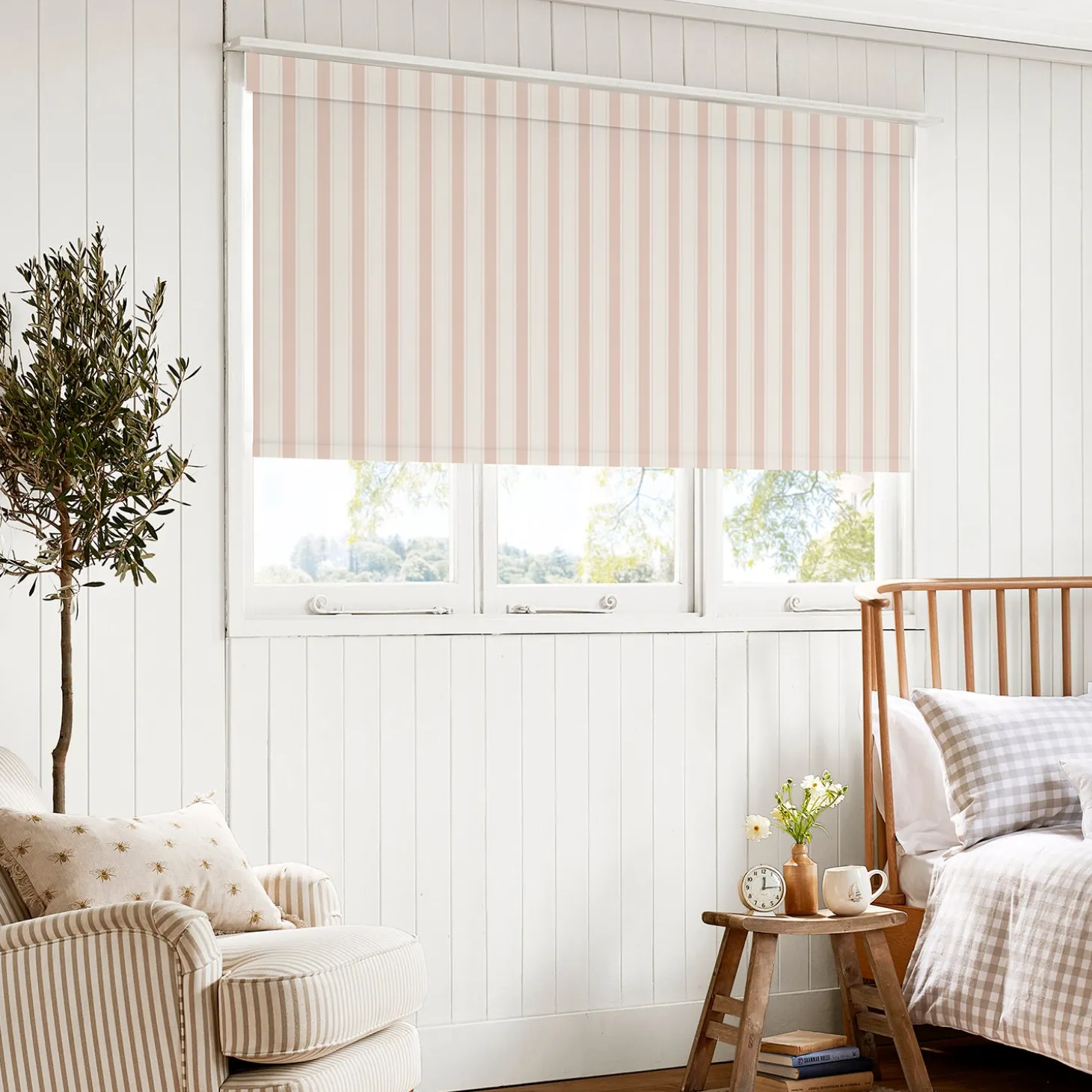 Oundle Pink Stripe Made to Measure Roller Blind