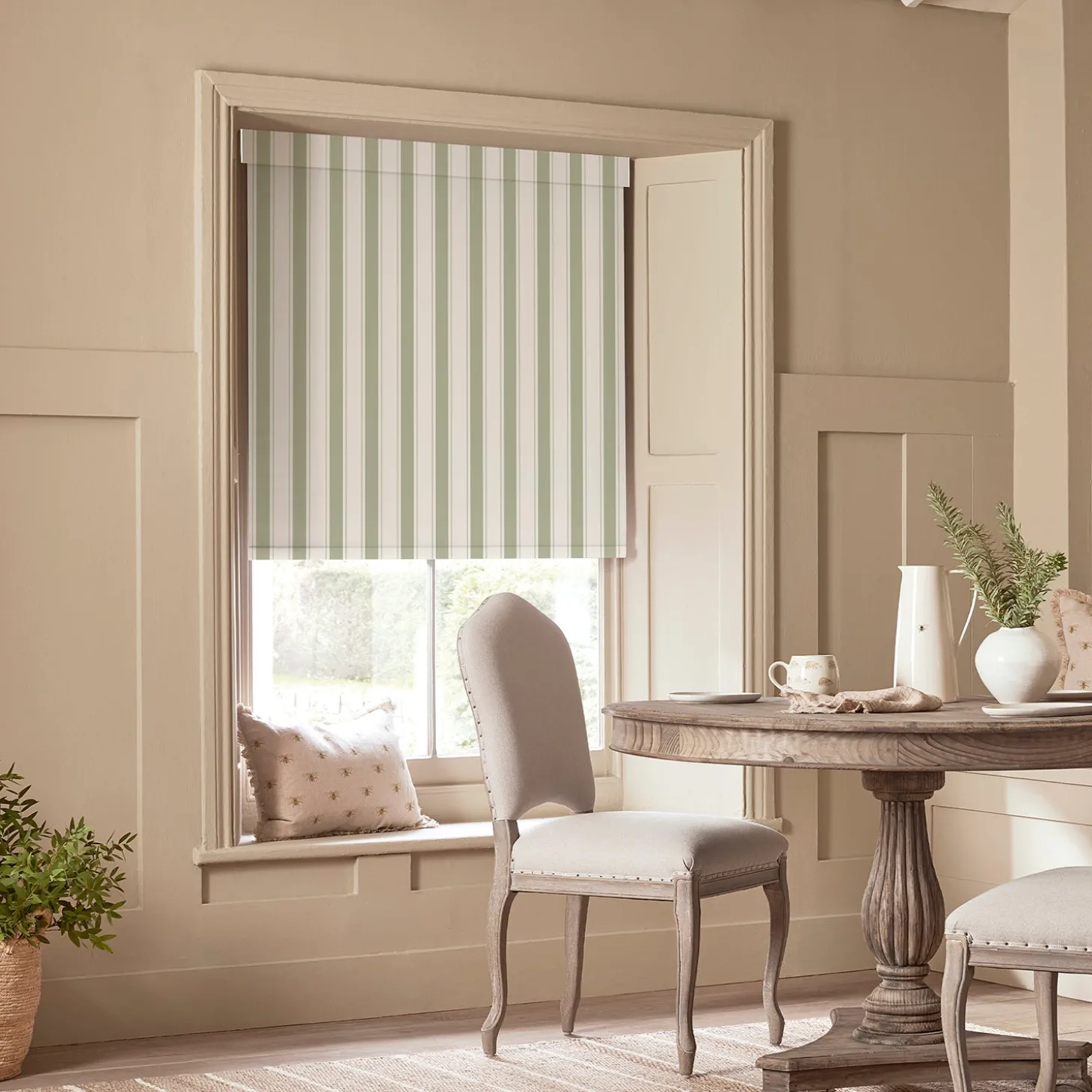 Oundle Sage Stripe Made to Measure Roller Blind