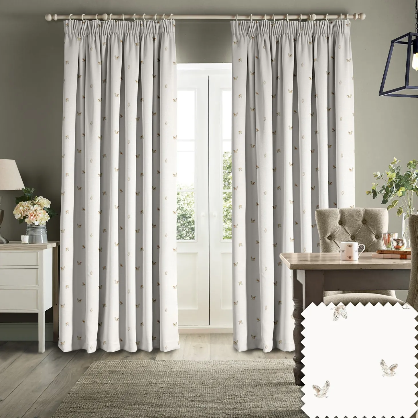 Owls Off White Made to Measure Curtains