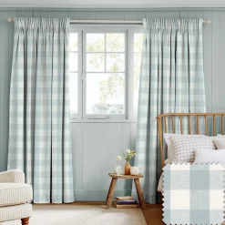 Pale Blue Gingham Made to Measure Curtains