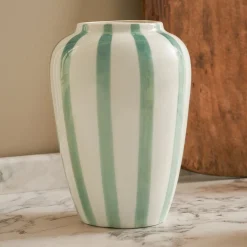 Pale Green Striped Vase