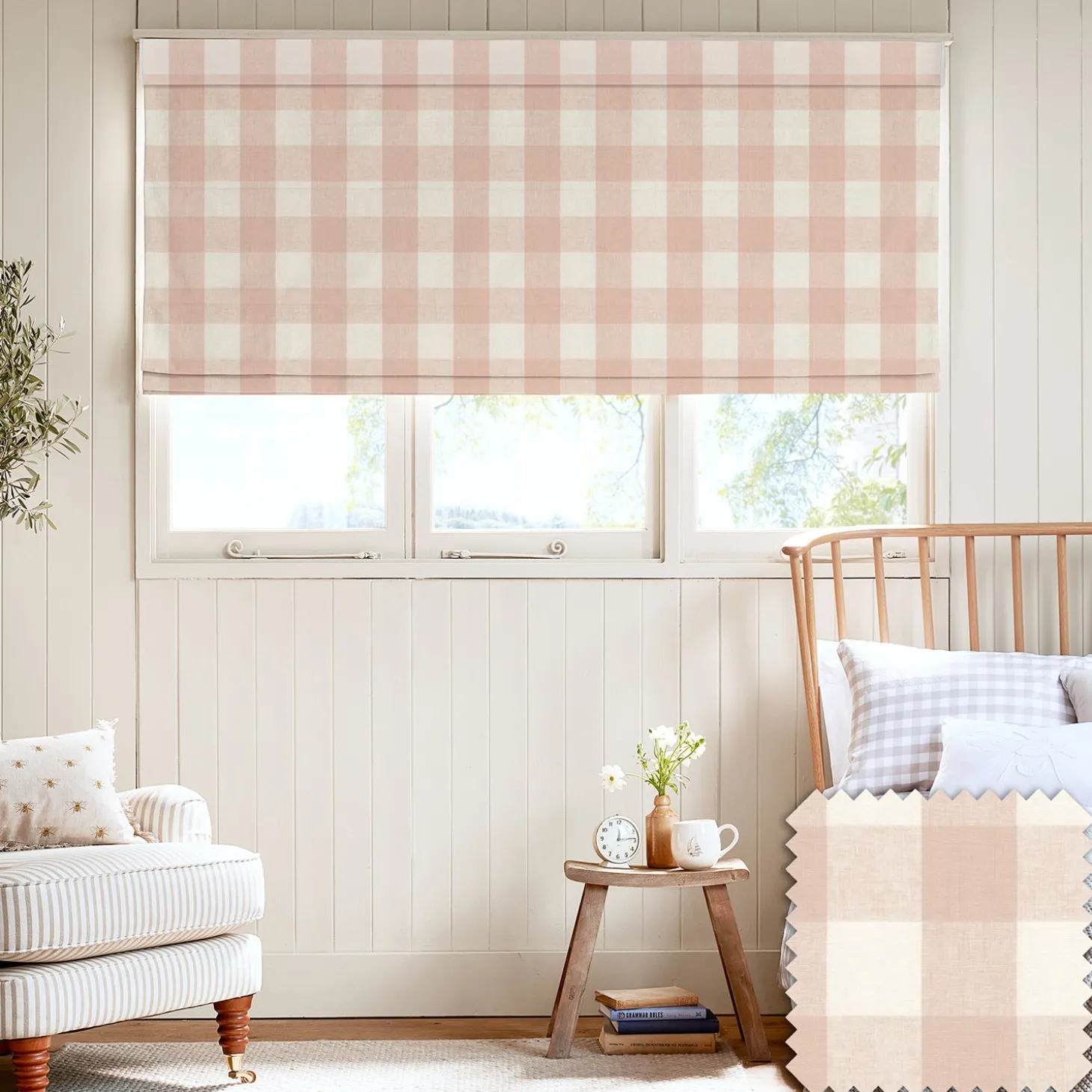 Pink Gingham Made to Measure Roman Blind