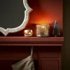 Ribbed Silver Glass Candle Holder