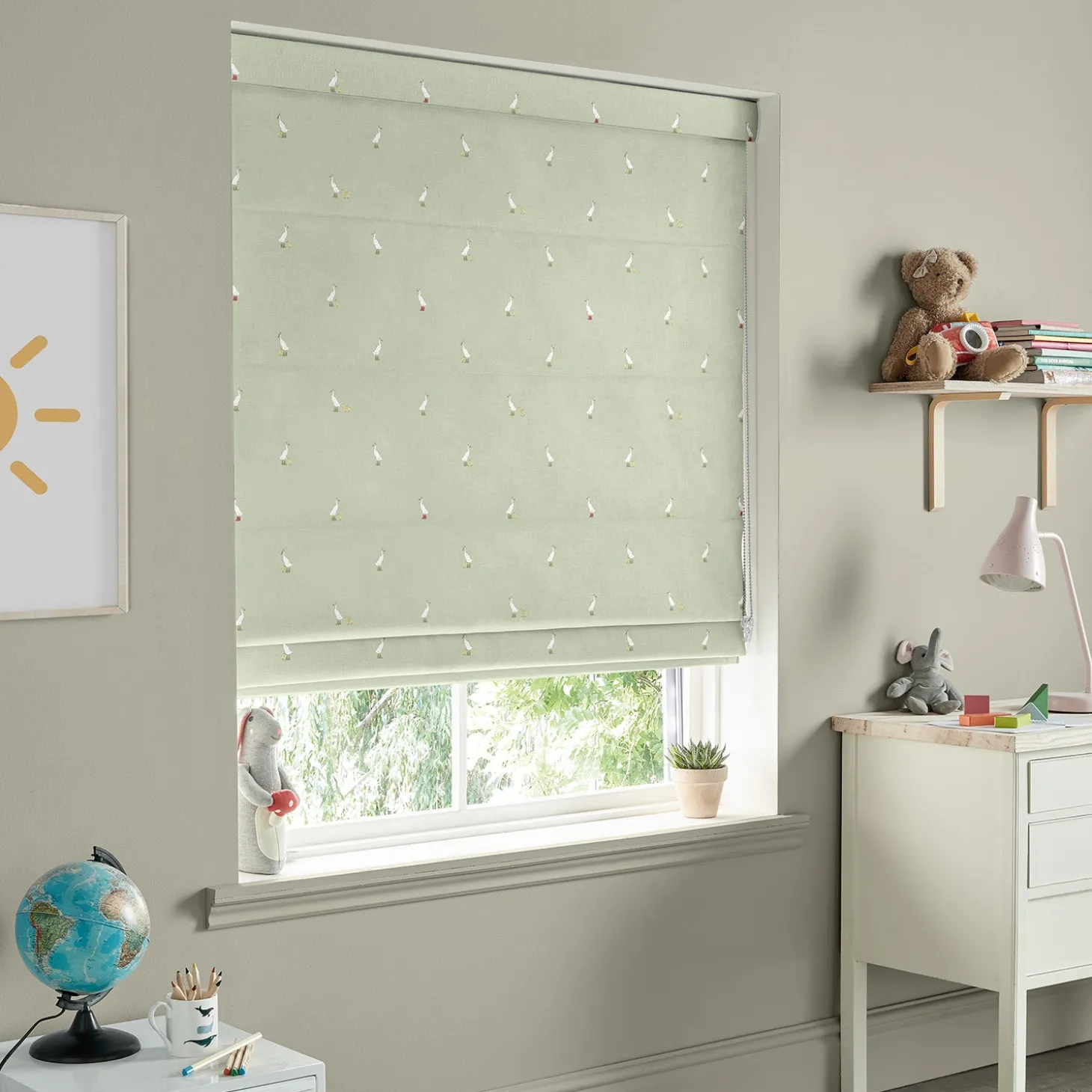 Runner Duck Sage Green Made to Measure Roman Blind