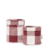Rustic Red Gingham Linen Bread Baskets (Set of 2)