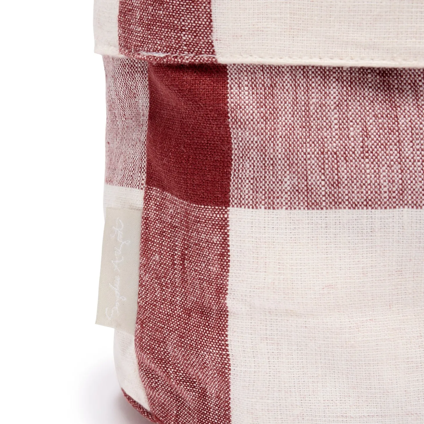 Rustic Red Gingham Linen Bread Baskets (Set of 2)
