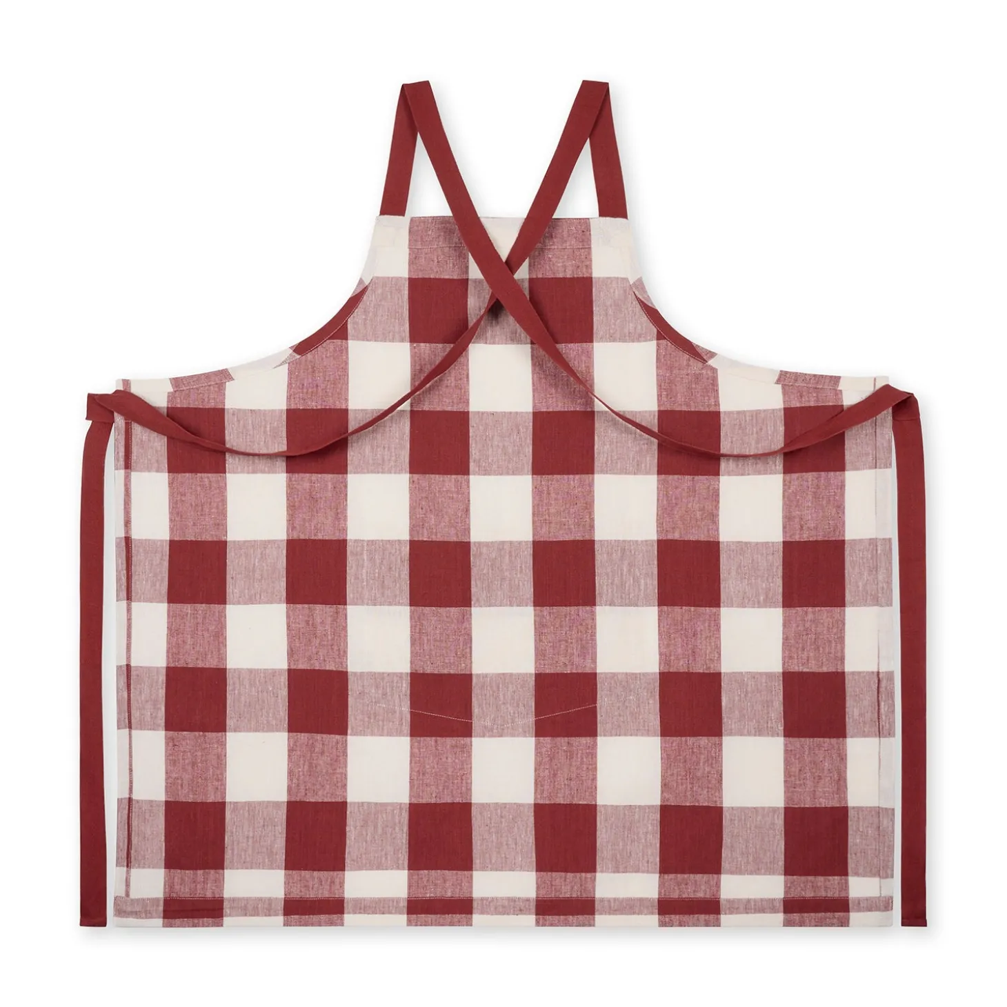 Rustic Red Gingham Linen Cross Back Apron