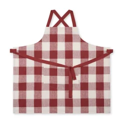 Rustic Red Gingham Linen Cross Back Apron