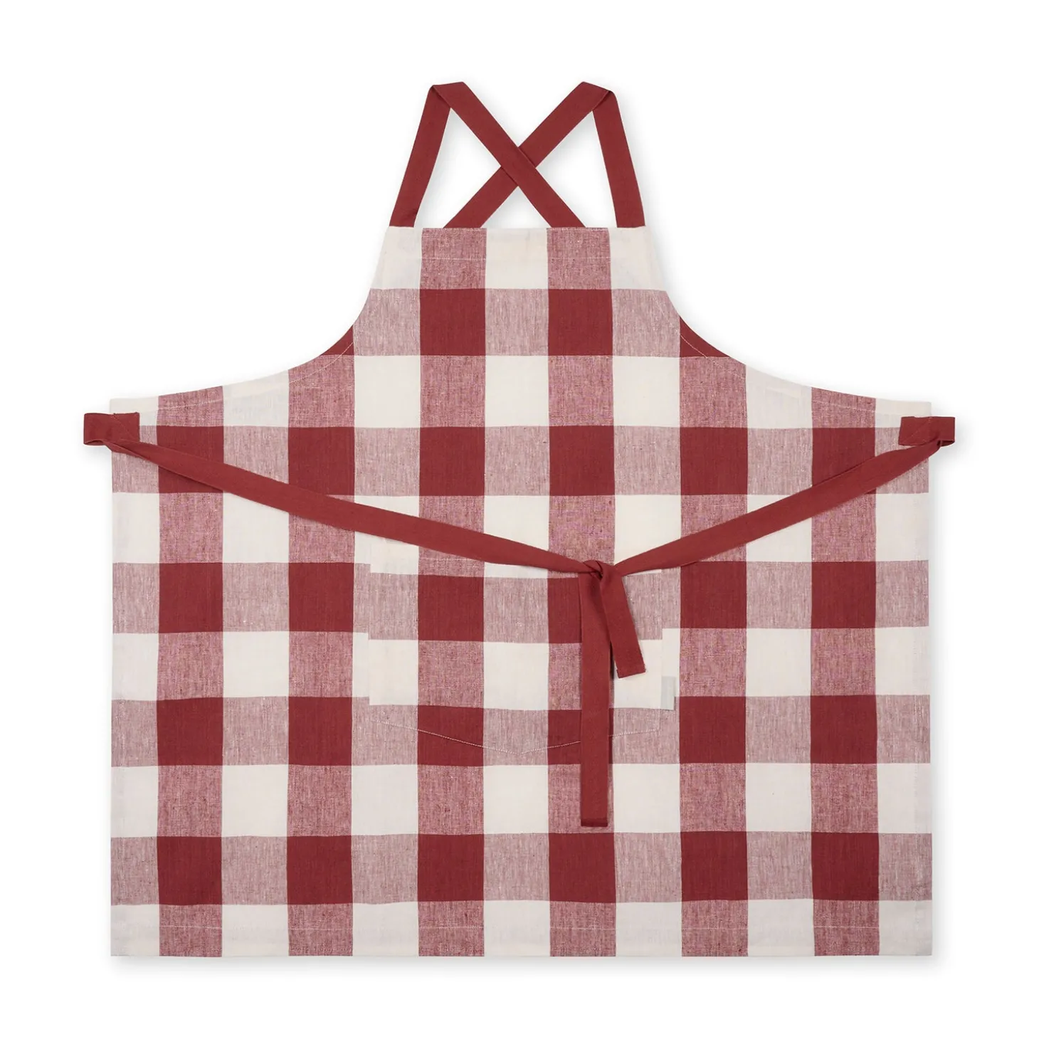 Rustic Red Gingham Linen Cross Back Apron