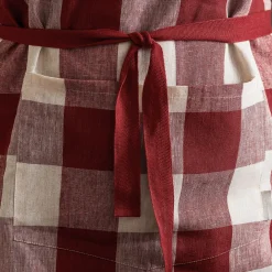 Rustic Red Gingham Linen Cross Back Apron