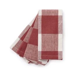 Rustic Red Gingham Linen Napkins (Set of 4)